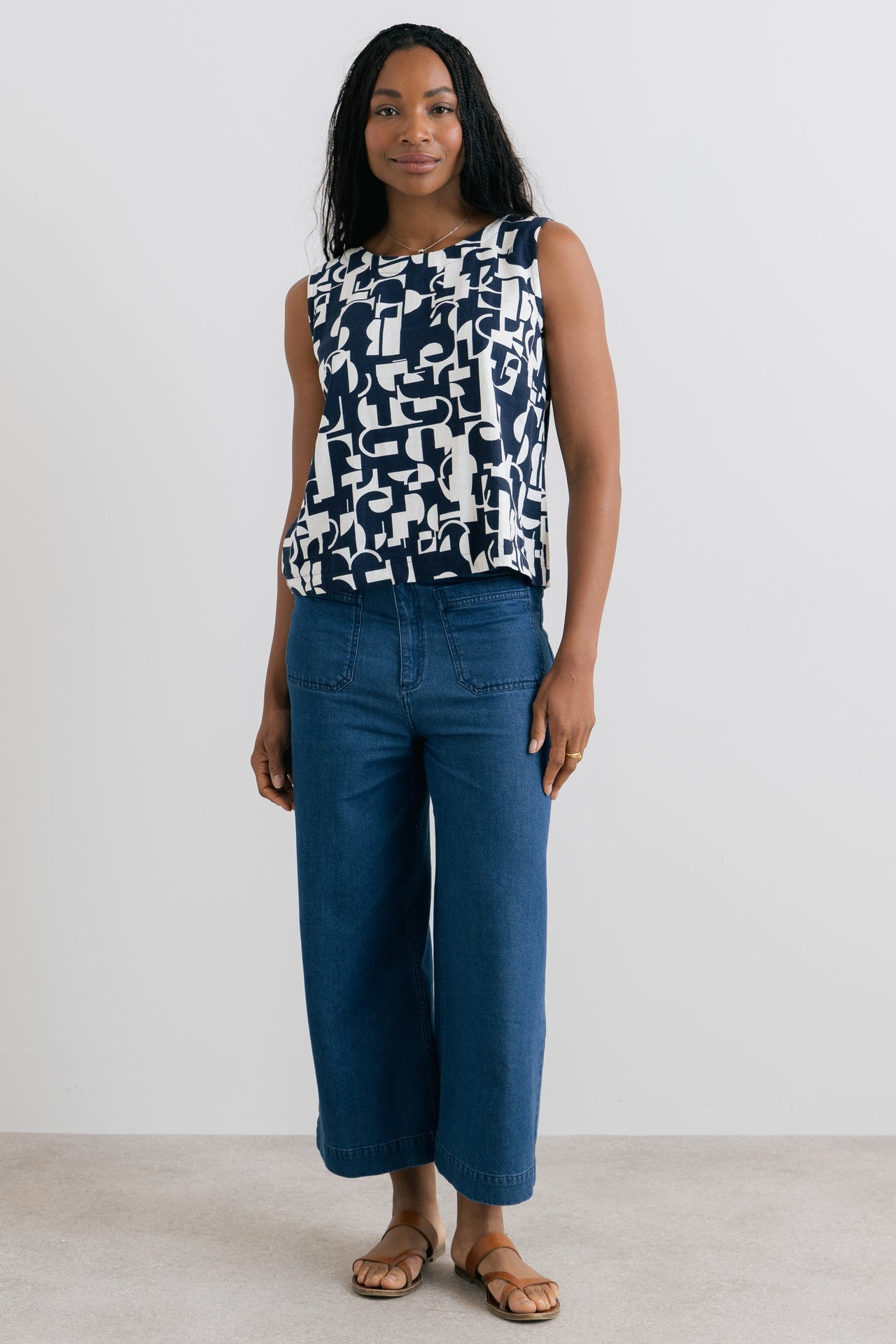 Lily and Me Cora Linen Blend Button Back Vest