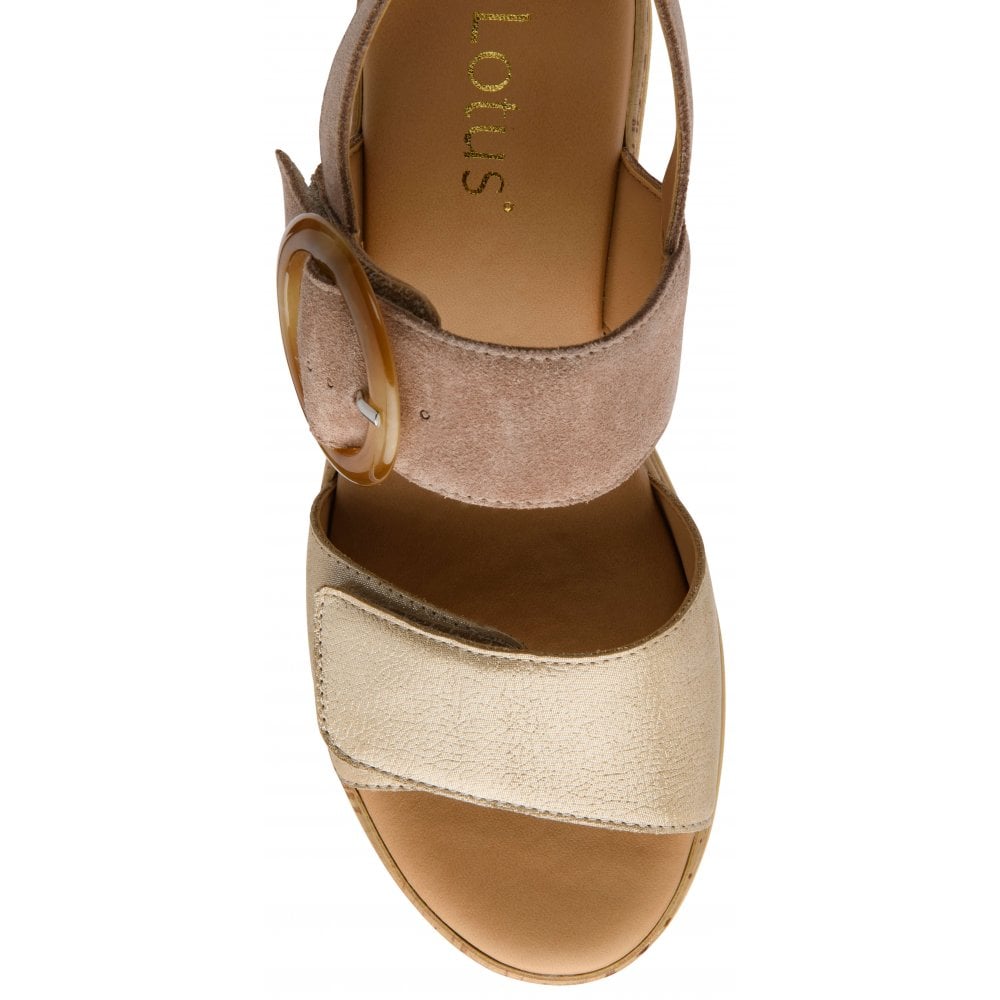 Lotus Women's Flatform Sandals Cammie Taupe/Gold