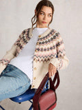 White Stuff Artic Fairisle Cardigan-Knitwear-White finn