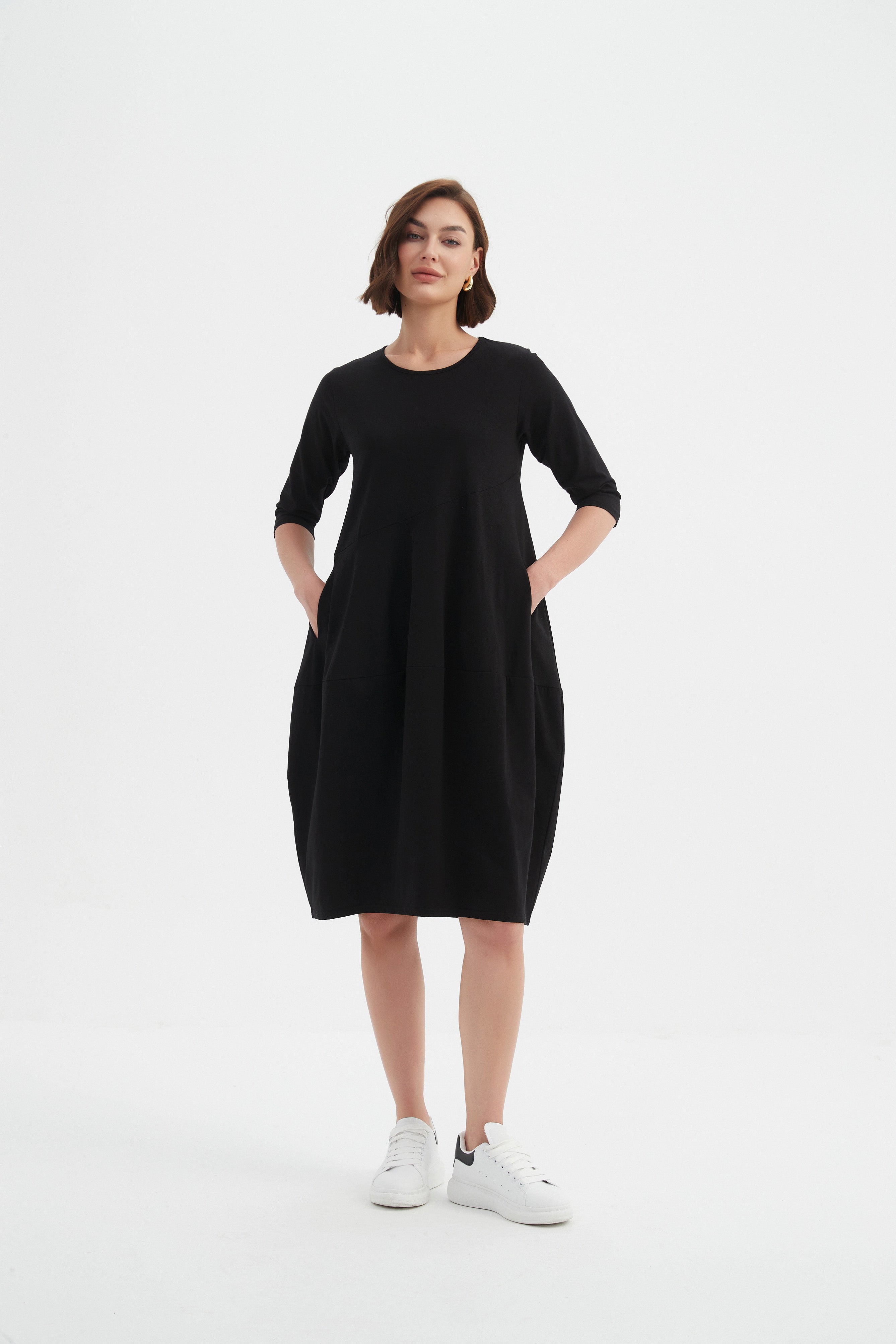 Tirelli Diagonal Seam Dress-Dress-White finn