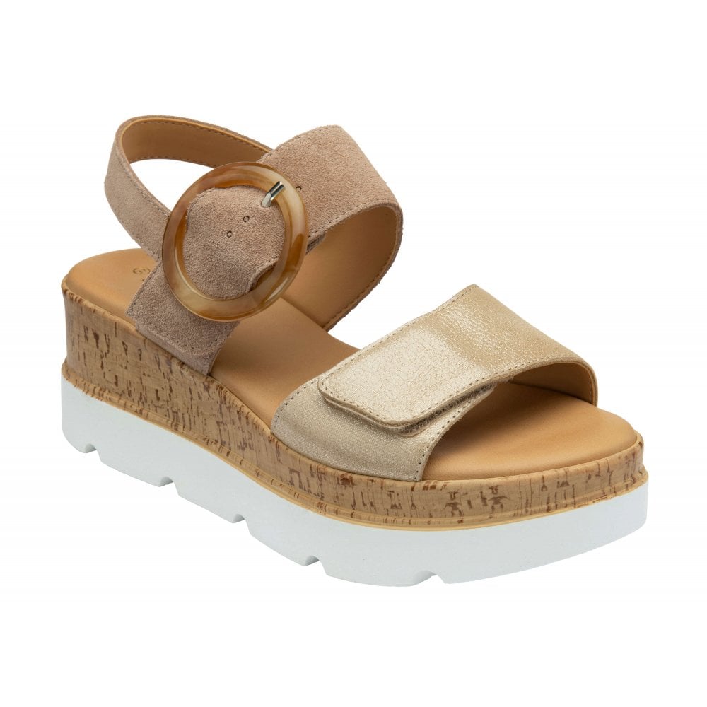 Lotus Women's Flatform Sandals Cammie Taupe/Gold