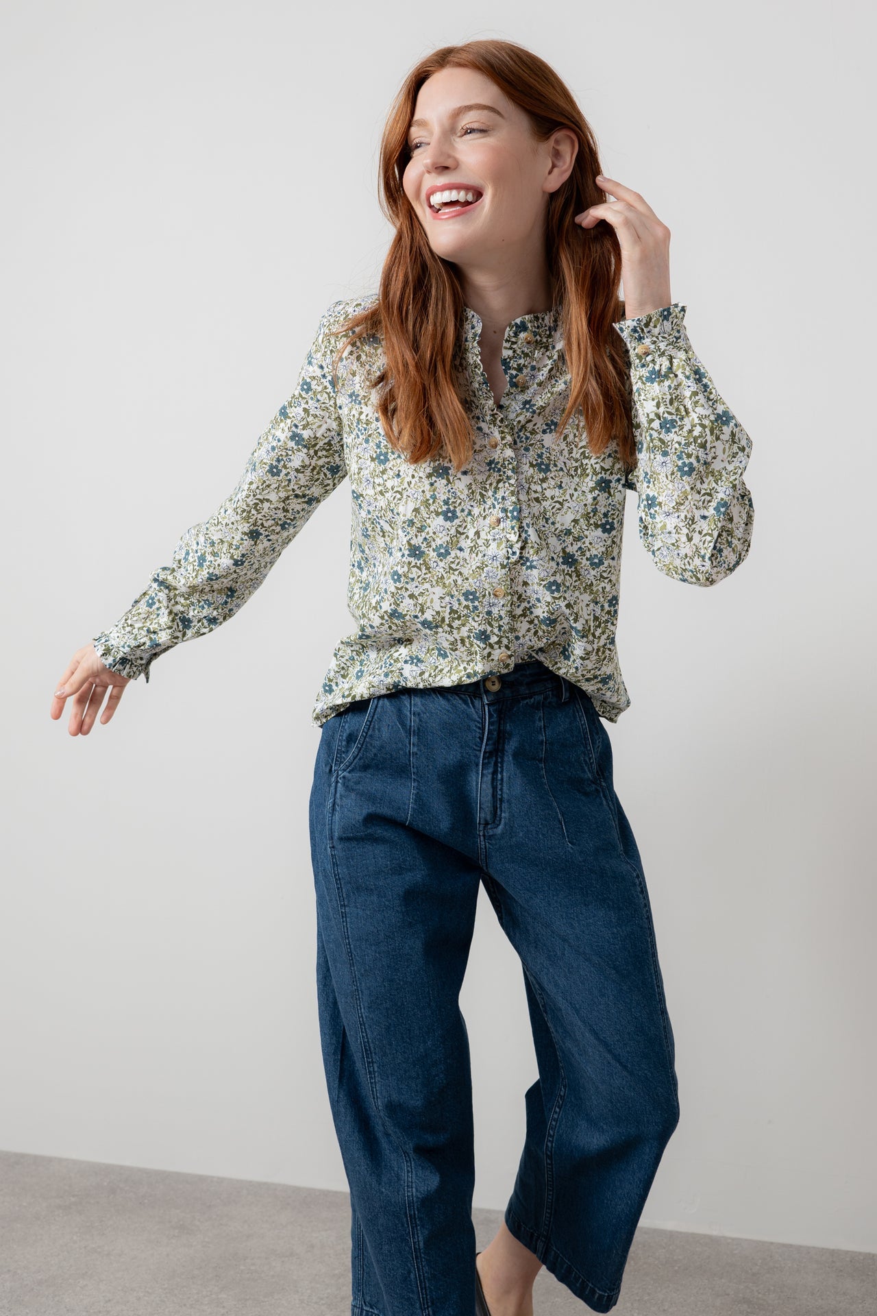 Lily and Me Rachel Frill Blouse Harvest-White finn