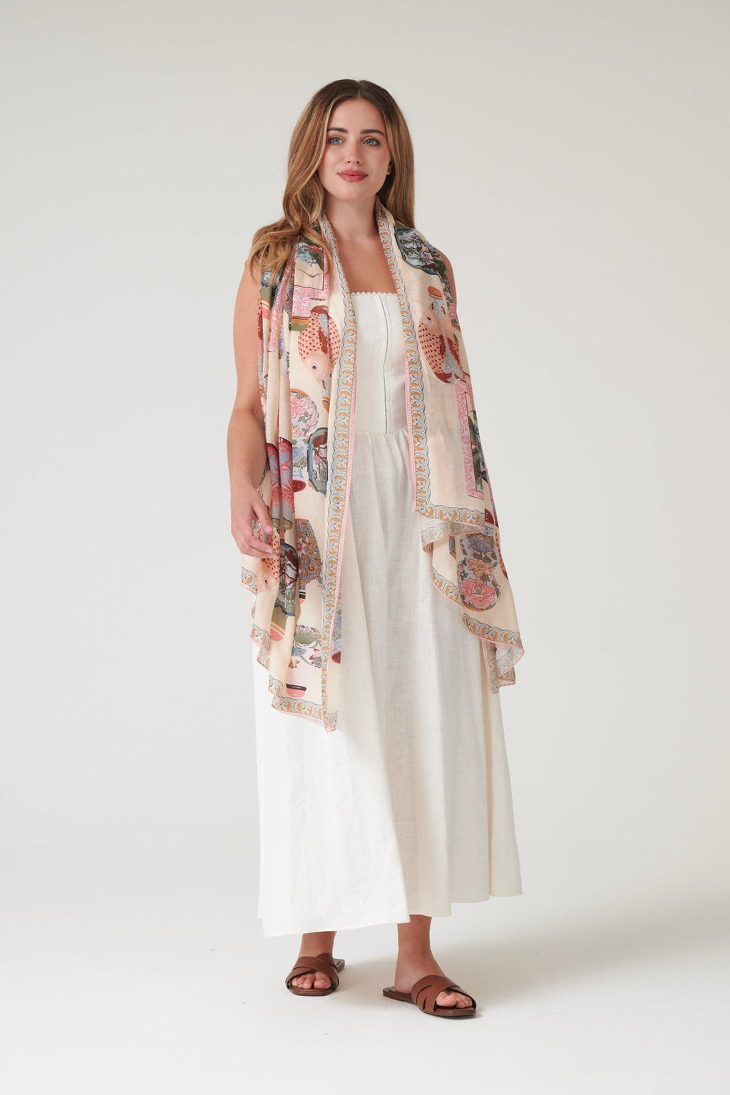 One Hundred Stars Perfume Bottles Blush Scarf-One Hundred Stars-White finn