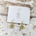 Tempest Star dangle earrings surrounded by CZ circle on hoop XSST106E GLD
