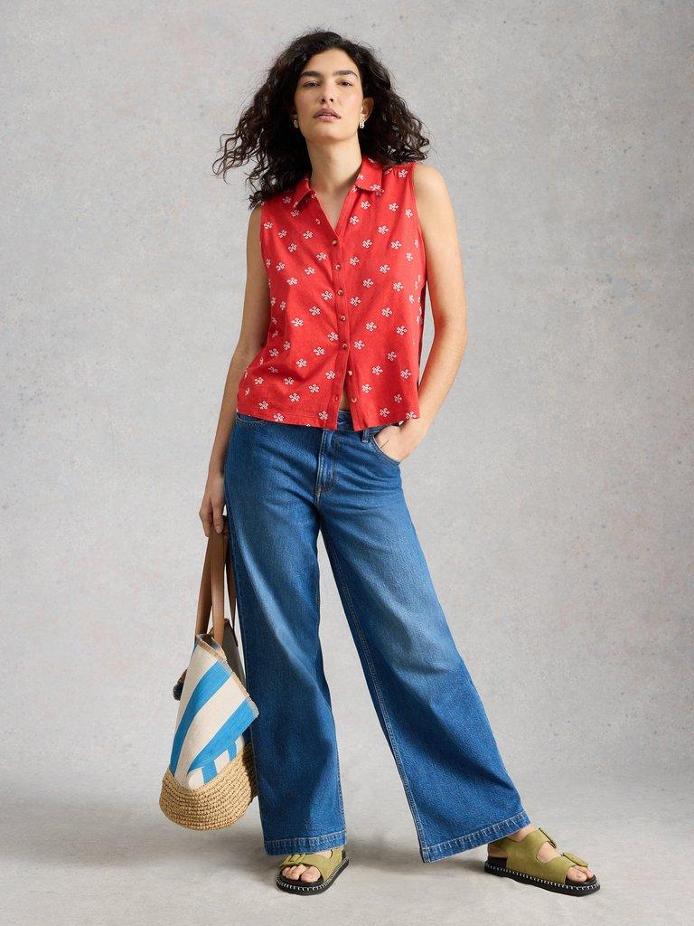 White Stuff Amy Embroidered Sleeveless Shirt