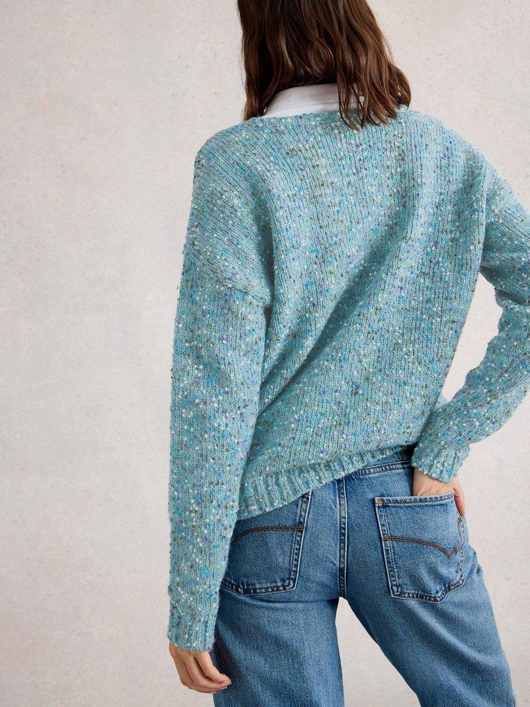 White Stuff Texture V- Neck Top-Jumper-White finn