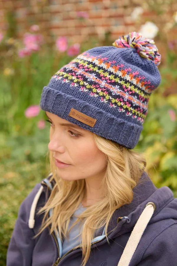 Pachamama Iona Roll Back Bobble Beanie-Pachamama-White finn