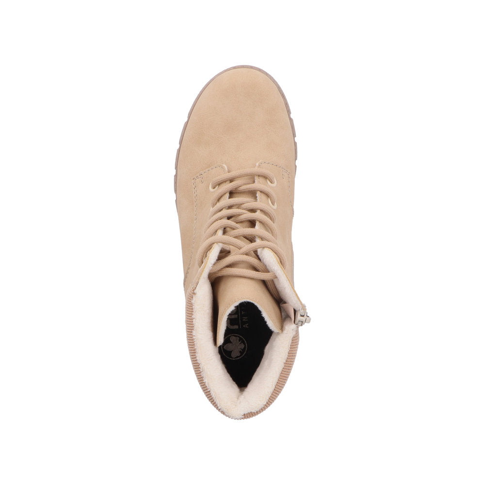 Rieker Cream Heel Boot 74532-Footwear-White finn
