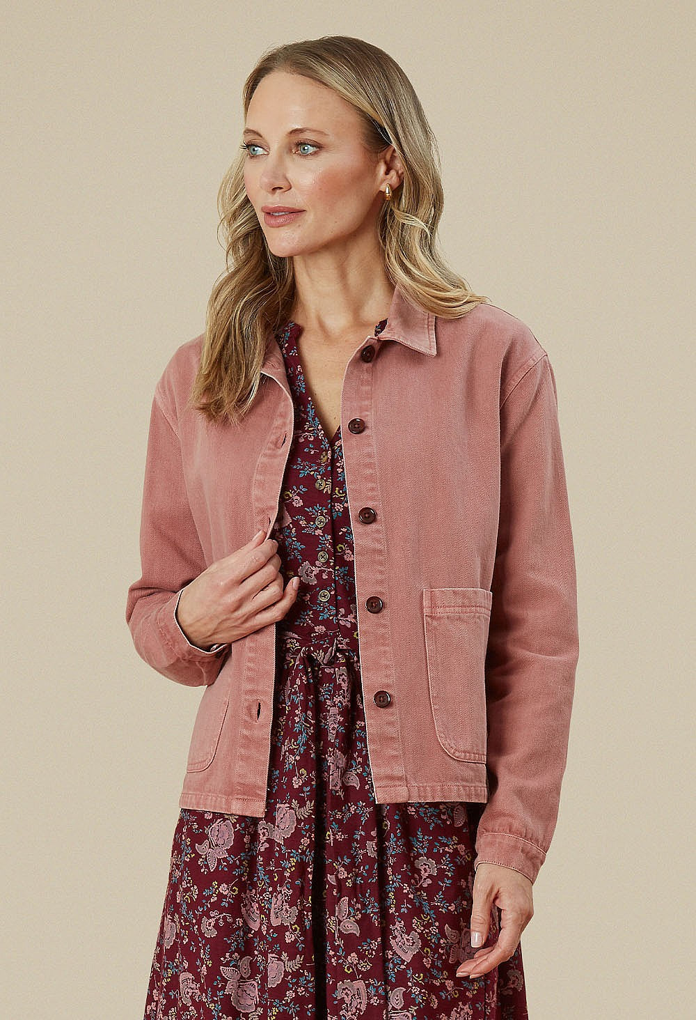 EVIE LAUNDERED COT TWILL JKT-White finn