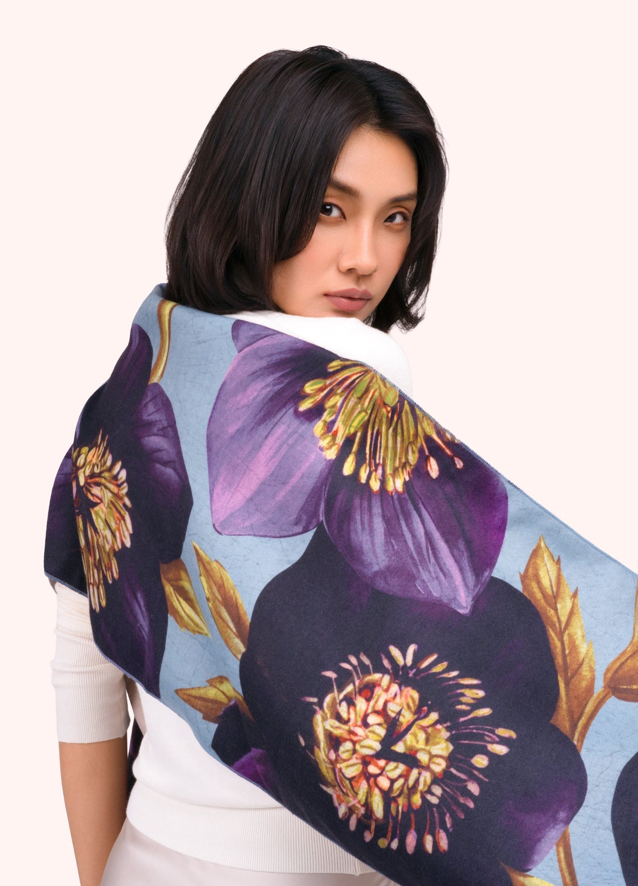 Powder Hellebore Lux Print Scarf