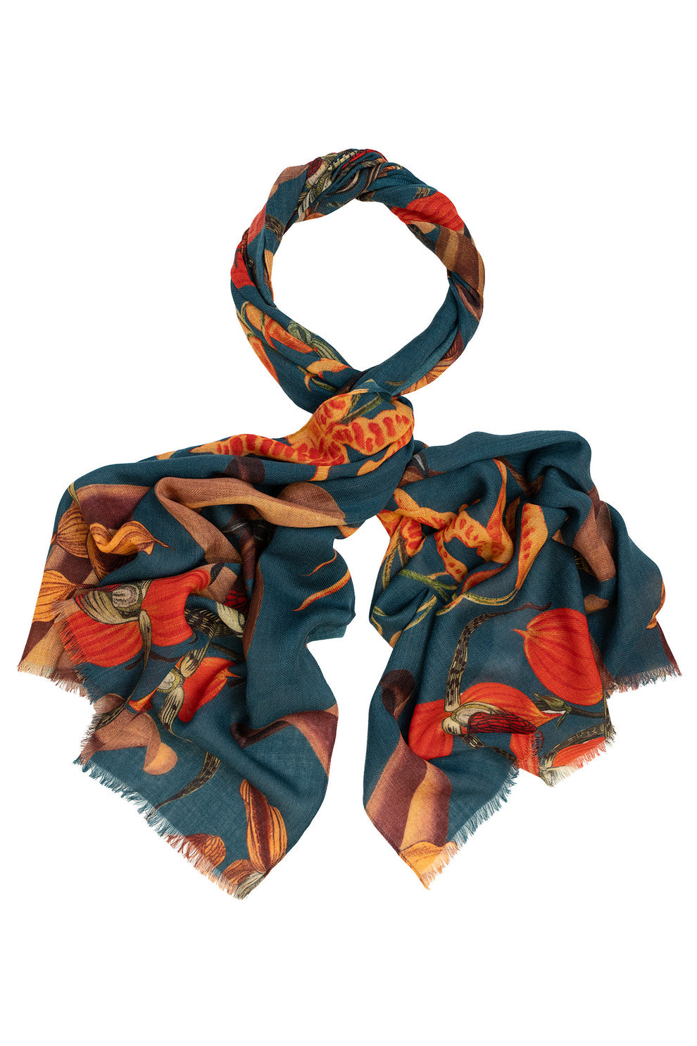One Hundred Stars Orchid Teal Wool Scarf