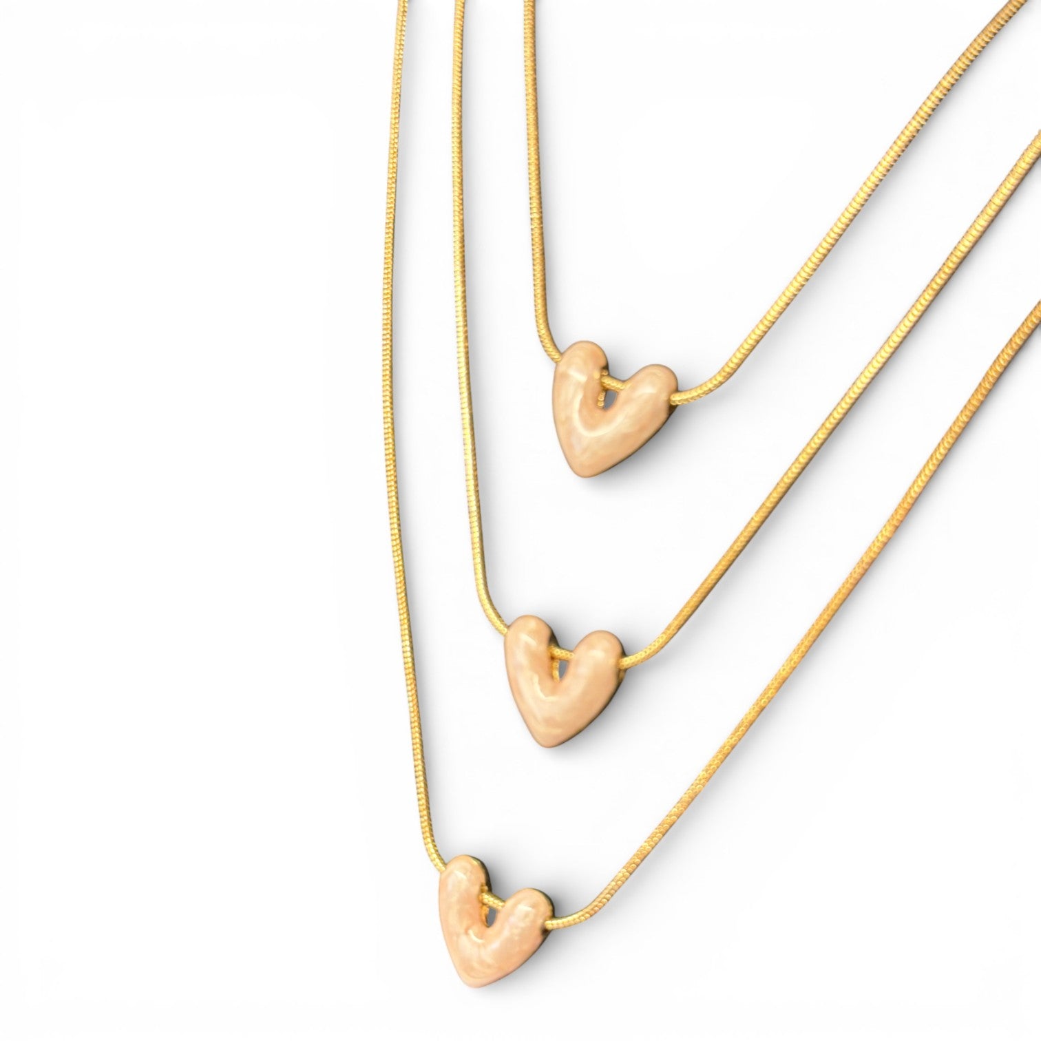 Jess and lou Multi-Layer Heart Pearlescent Necklace NK418-Jess and Lou-White finn