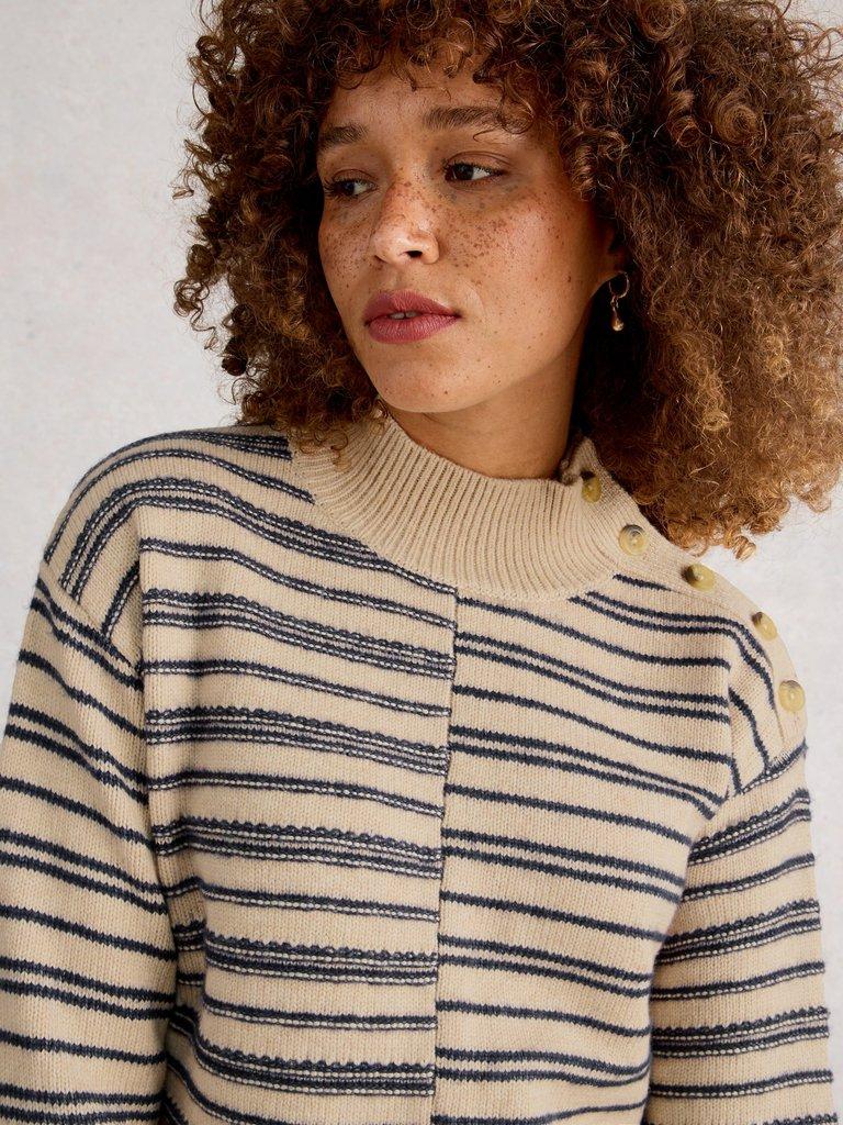 White Stuff MIX STRIPE STAND NK JUMPER-Jumper-White finn