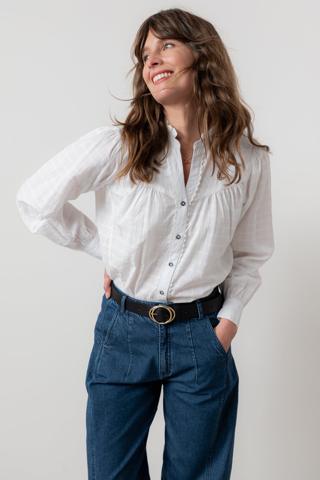 Lily and Me Wayfaring Blouse  Plain Check