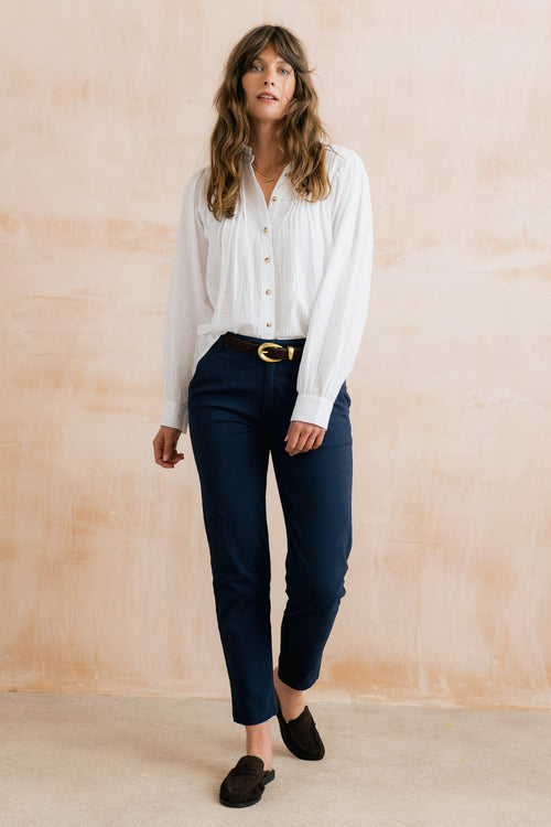Lily and Me Flora Organic Cotton Pintuck Blouse White
