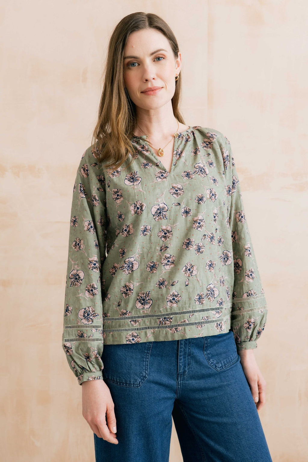 Lily and Me Zoe Organic Cotton Printed Blouse Sage