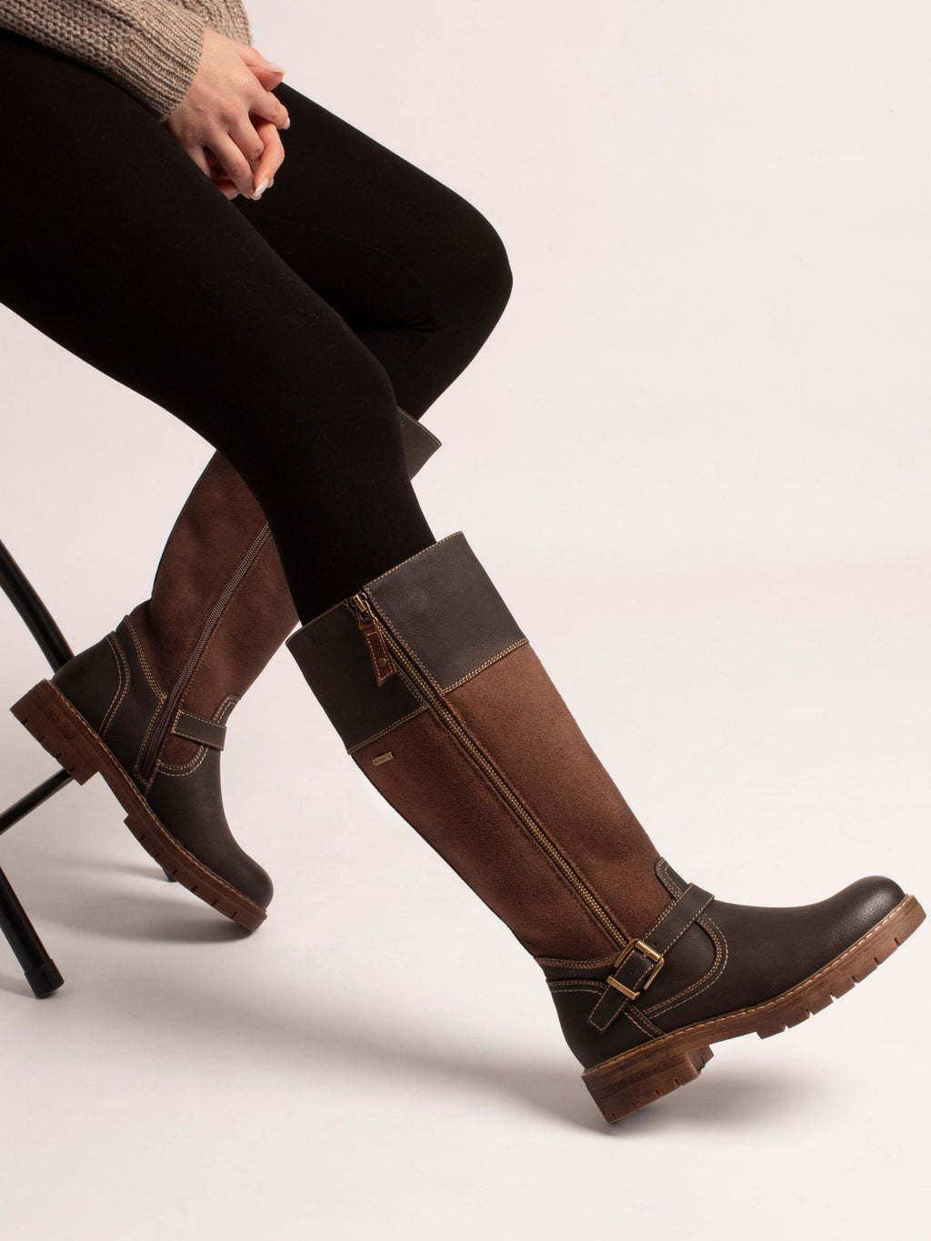 Lunar Joy Brown Waterproof Expanding Calf Long Boot