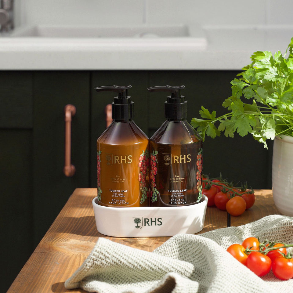 RHS Hand Care Caddy Tomato Leaf 2 x 300ml-Hand wash-