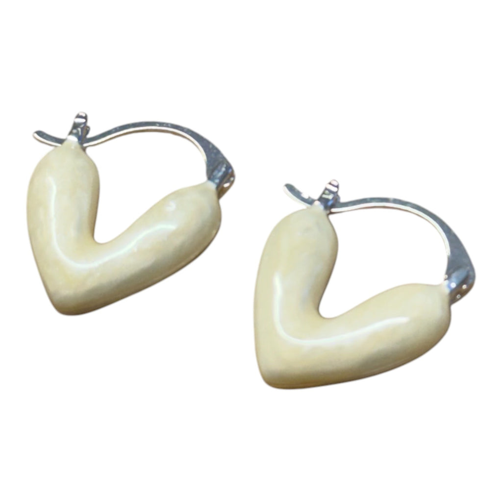 Jess and lou Heart Pearlescent Loop Earring ER188-Jess and Lou-White finn