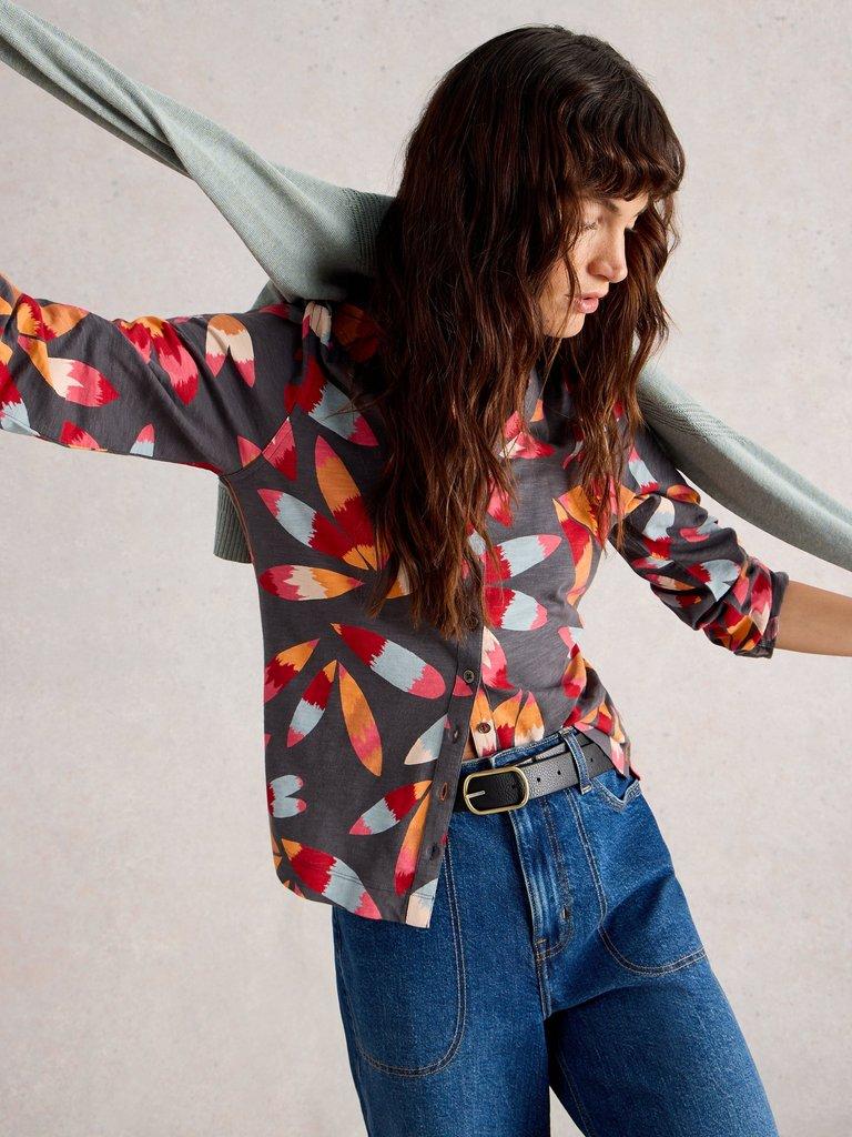 White Stuff Annie Jersey Shirt Grey Print-Shirts & Tops-White finn