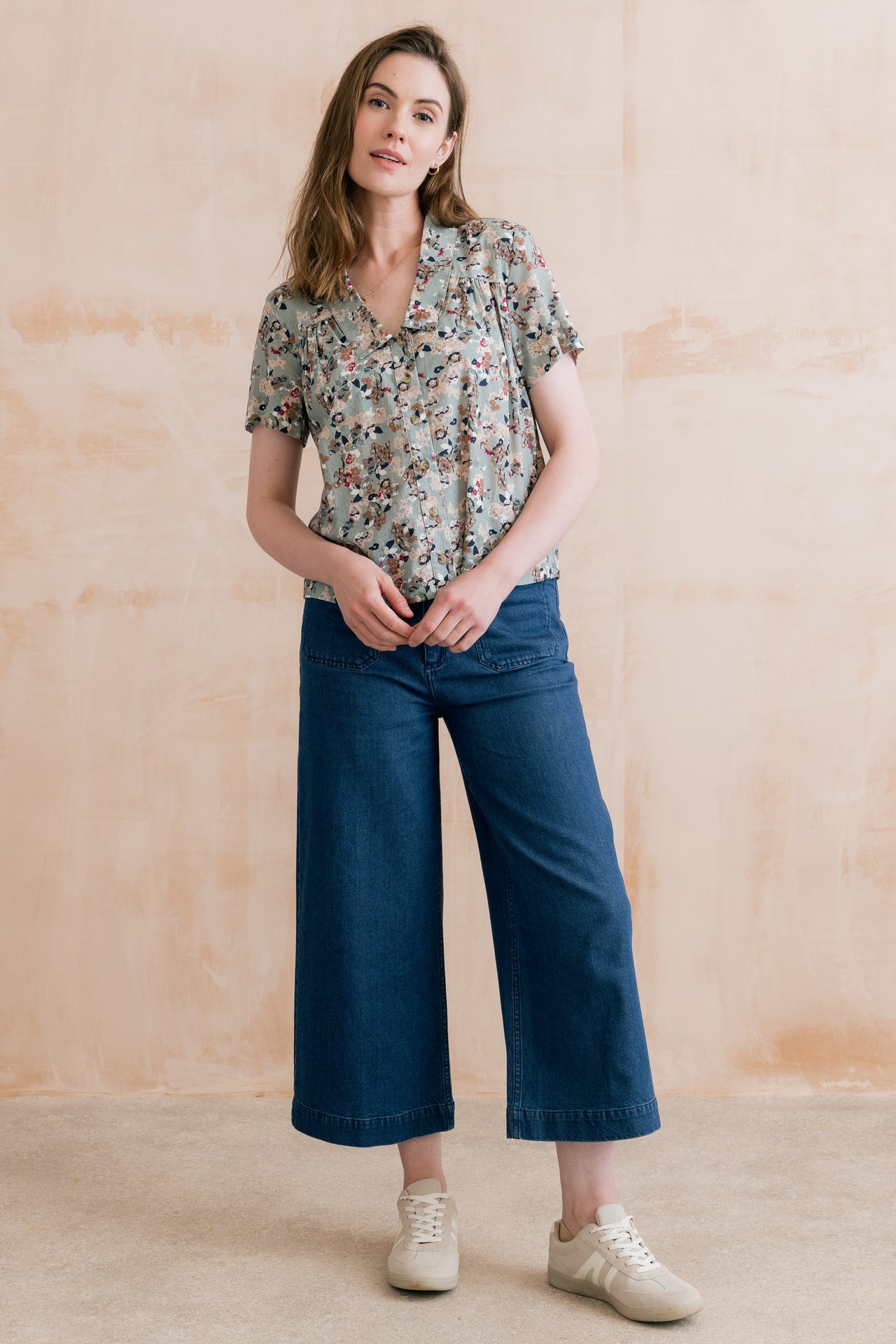 Lily and Me Amelia Denim Cropped Wide Leg Jeans-Lily and Me-White finn