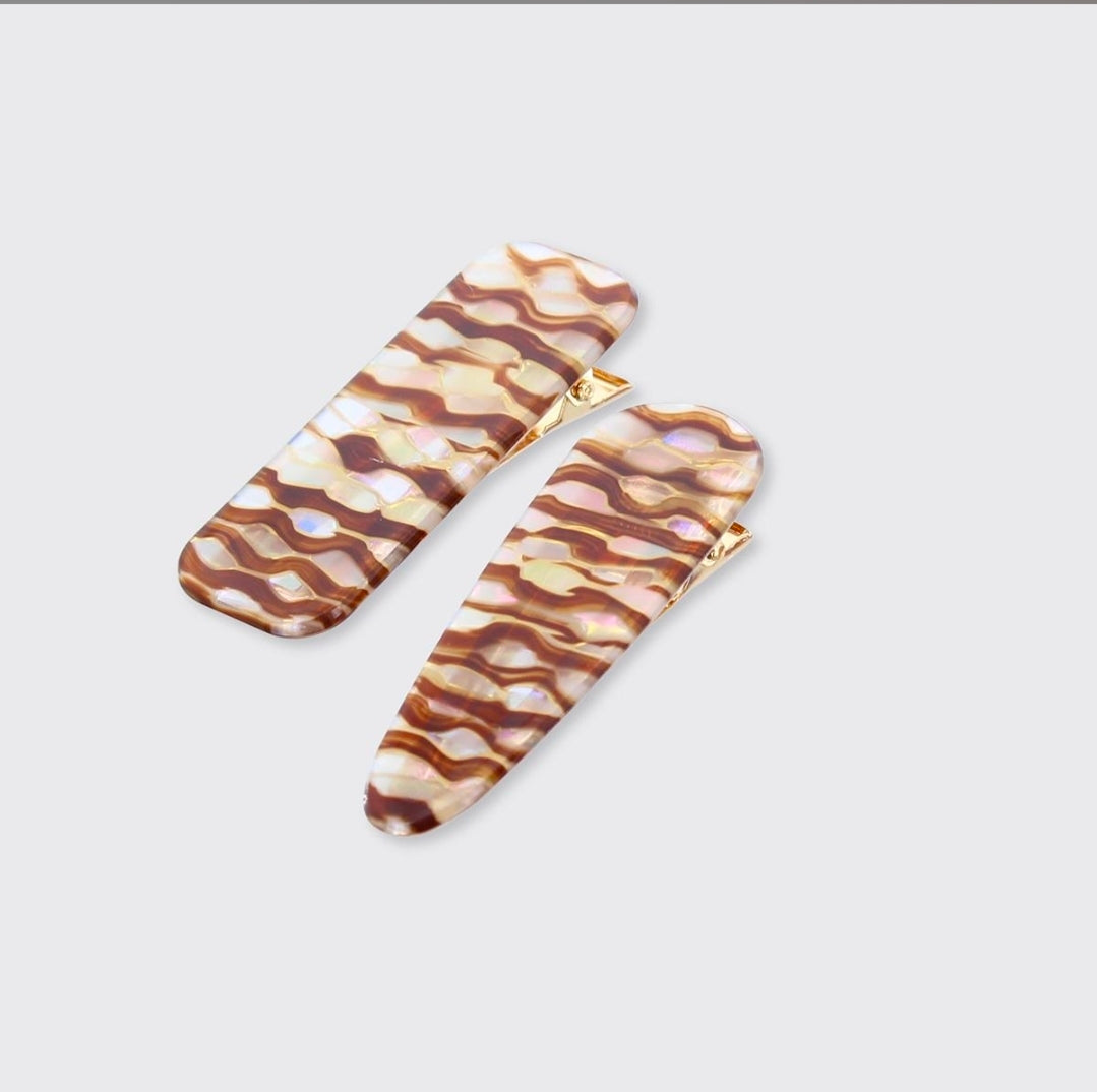 Sylvie Set of 2 Hair Clips - Lustre Topaz