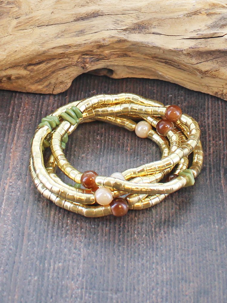 KH6602 SET OF 5 SNAKE BRACELETS WITH BEADS