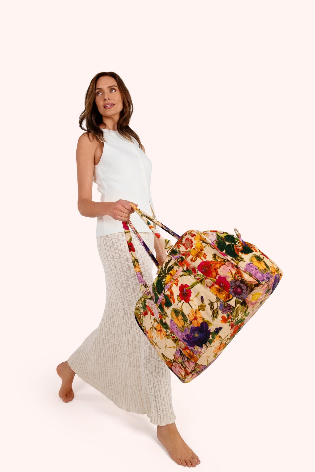 Powder Luxe Weekender Bags - Cream Posy