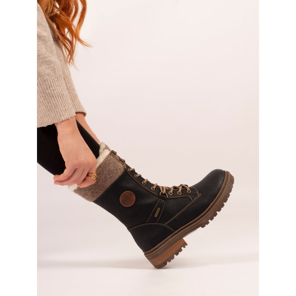 Lunar Cambridge Mid Calf Black Boot-Footwear-White finn