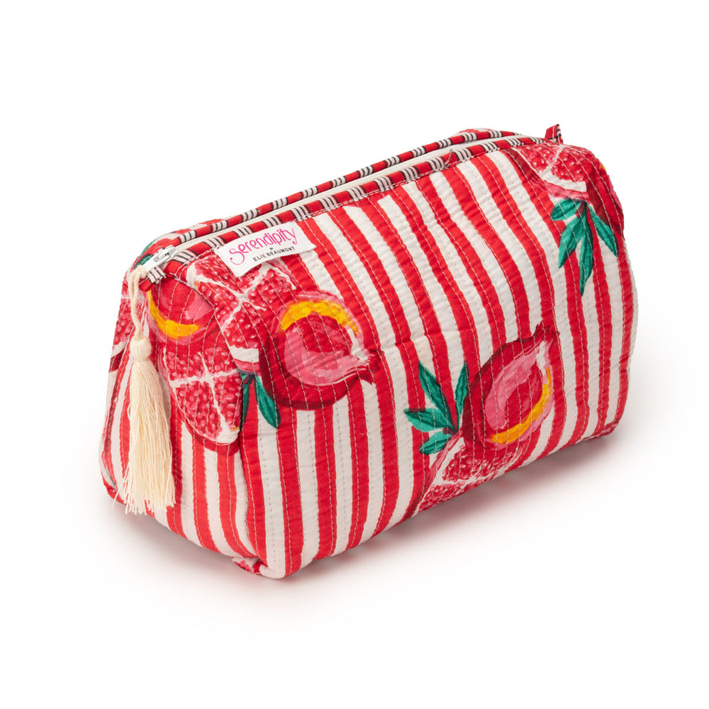 Ellie Beaumont Serendipity Cotton Cosmetic Bag Pink Pomegranate SMALL-Make up case-