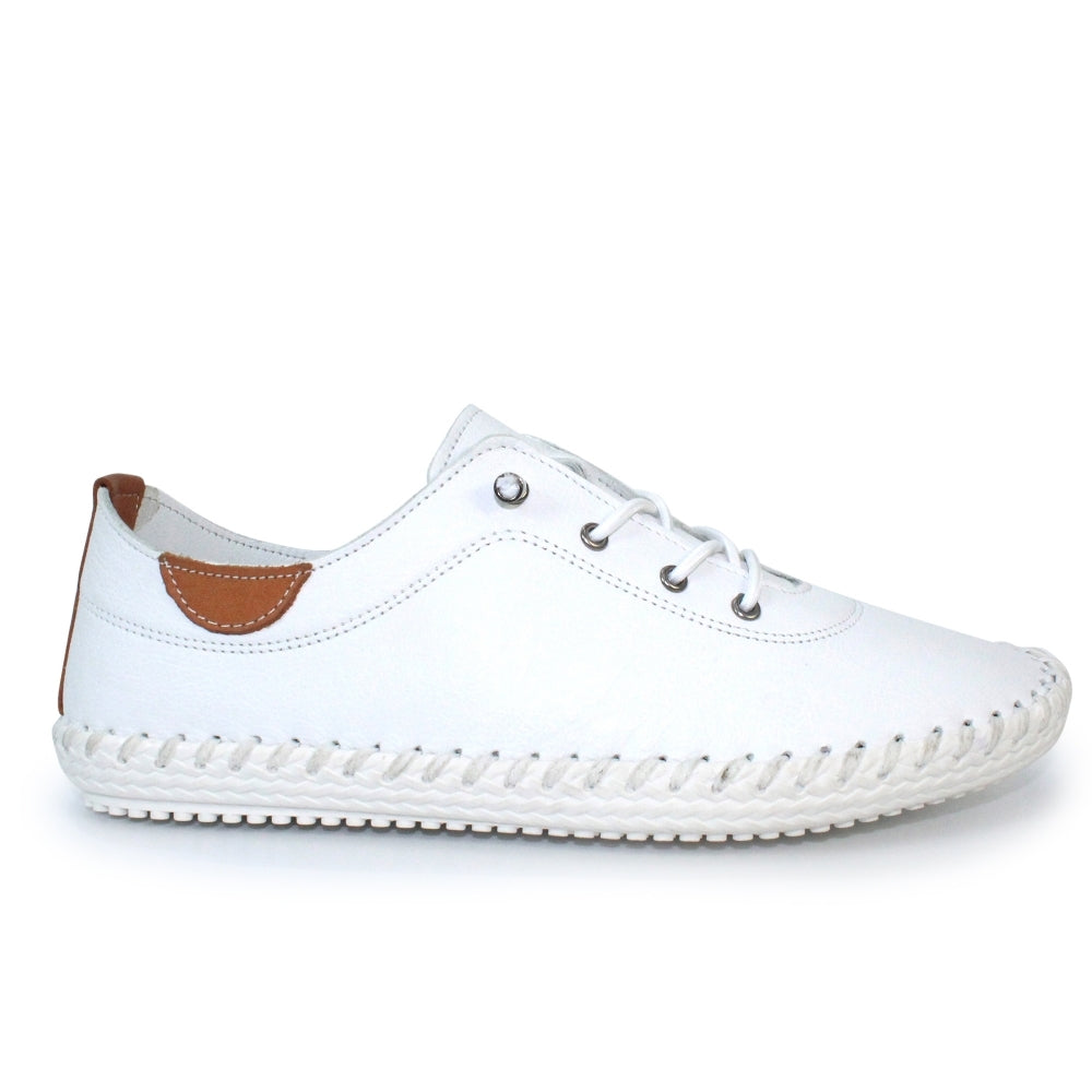 Lunar St. Ives White Leather Plimsoll-Lunar-White finn