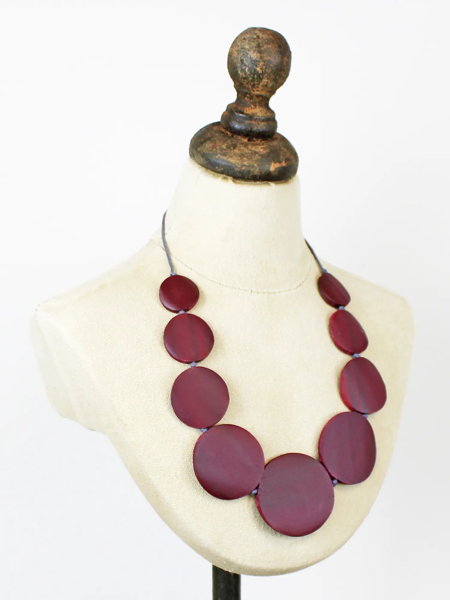Suzie Blue Overlapping Wooden Disc Necklace FB1508