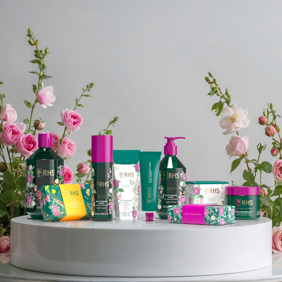 RHS Rewild Rhubarb and Mint Whipped Body Cream