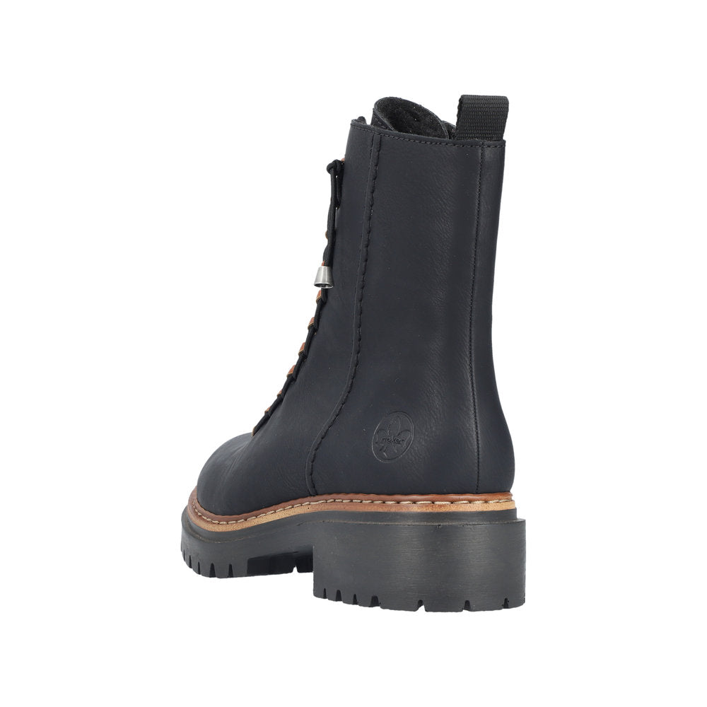 Rieker Black Contrast Ankle Boot 72653-Footwear-White finn