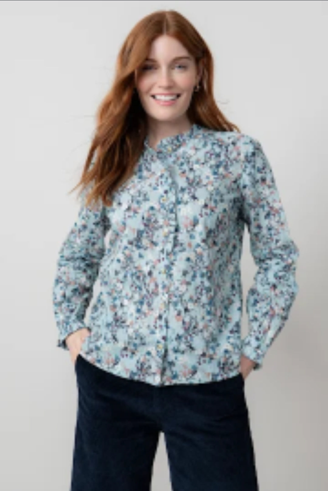 Lily and Me Rachel Frill Blouse Feather Ditsy-Lily and Me-White finn