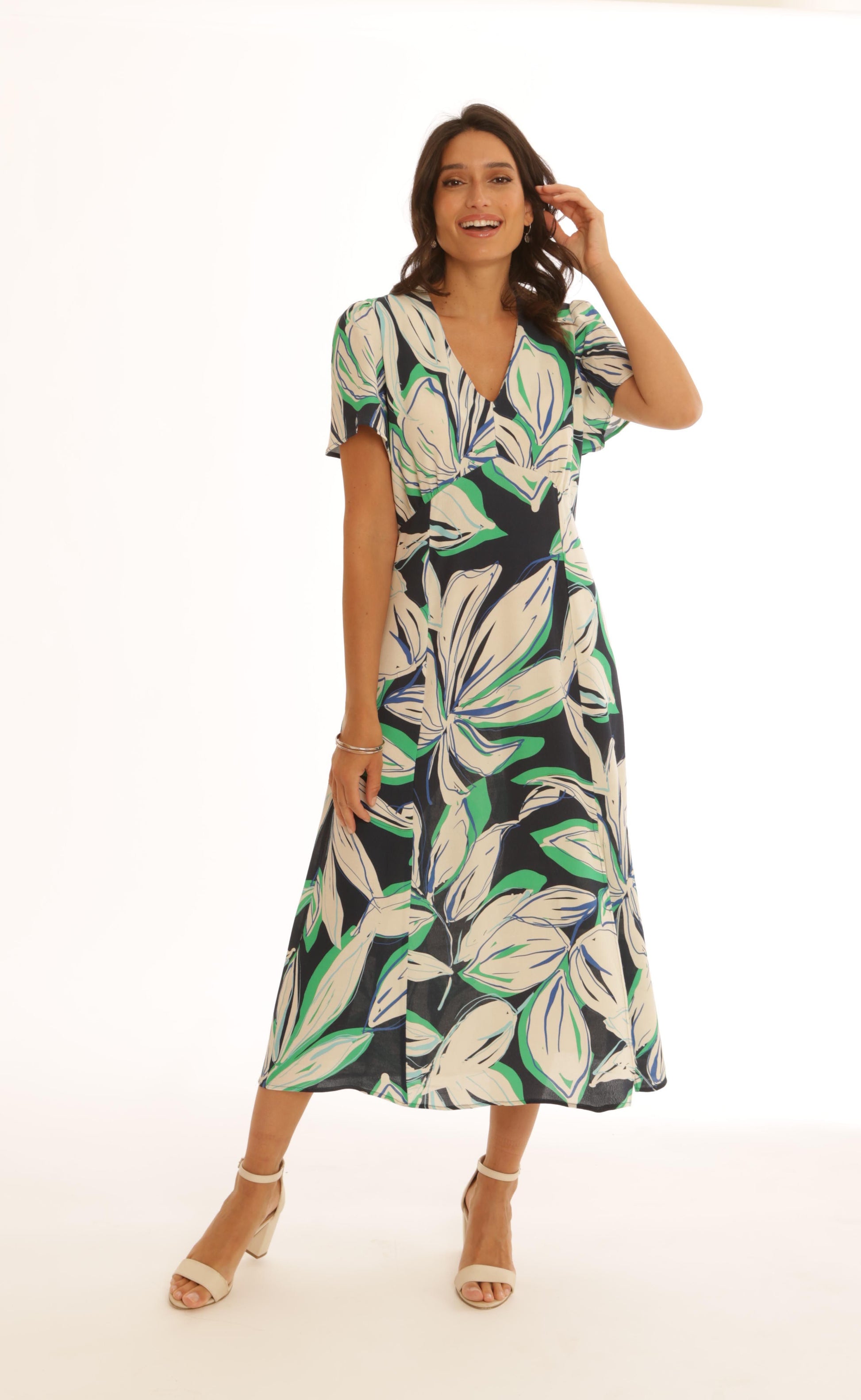 Pomodoro Darcy Tea Dress-White finn