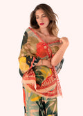 Powder Linen/Cotton Scarf - Exotic Leaves-Powder-White finn