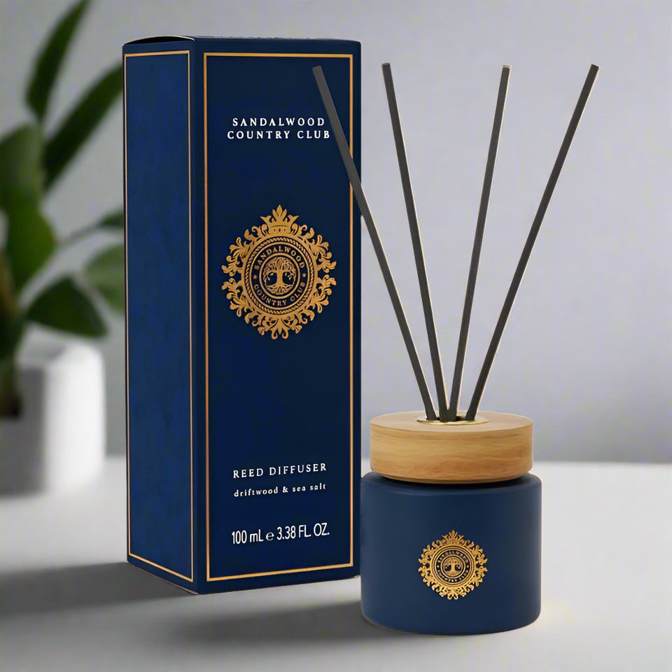 Sandalwood Country Club Driftwood and Sea Salt Diffuser 100ml-Somerset Toiletries-White finn