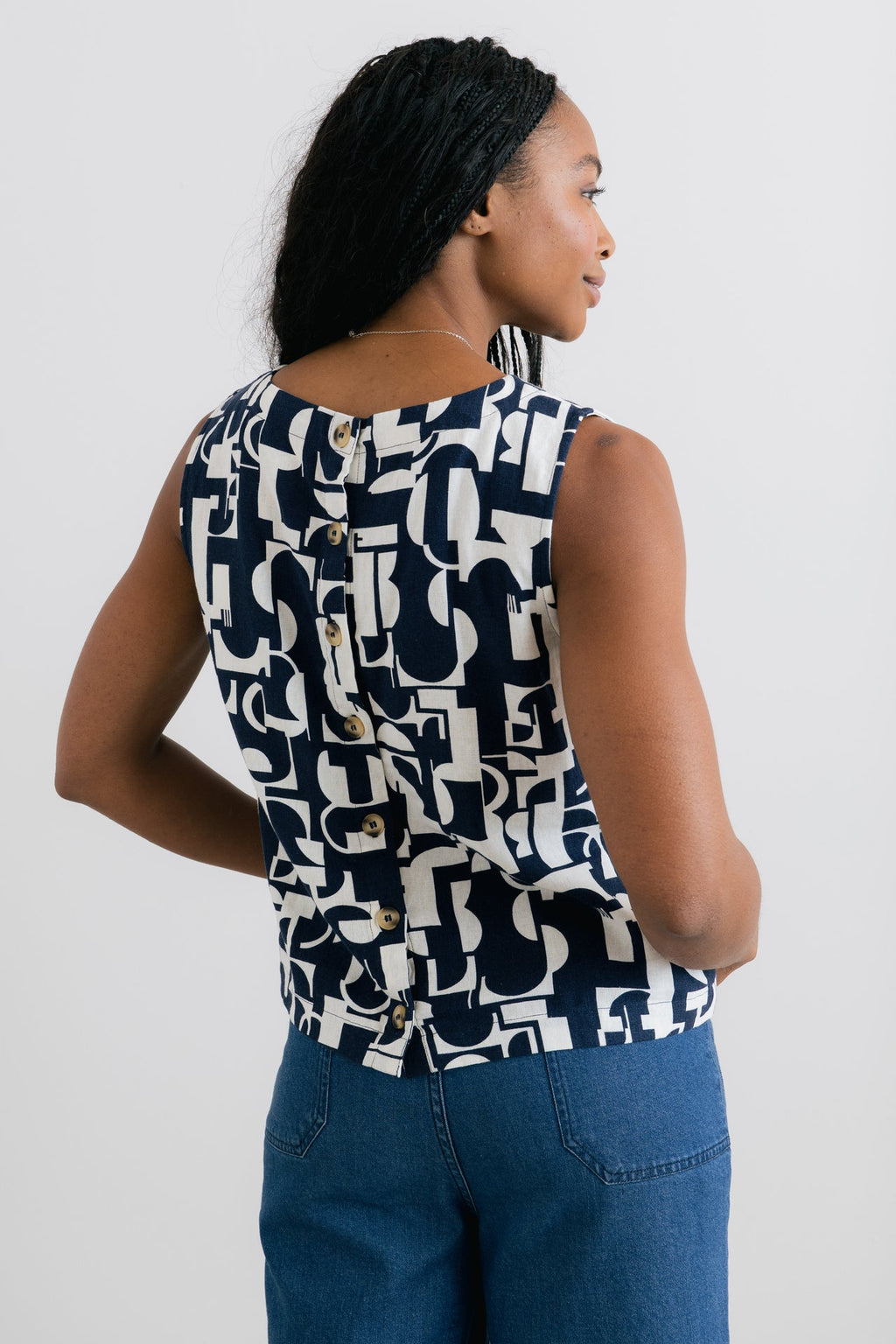 Lily and Me Cora Linen Blend Button Back Vest