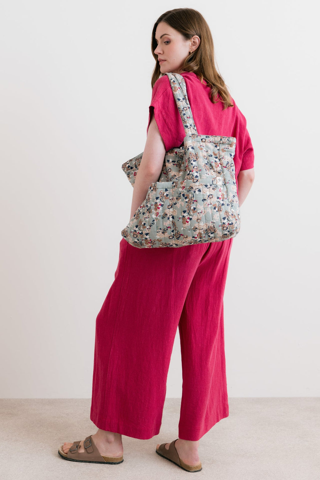 Lily and Me Ditsy Print Quilted Tote Bag Ocean