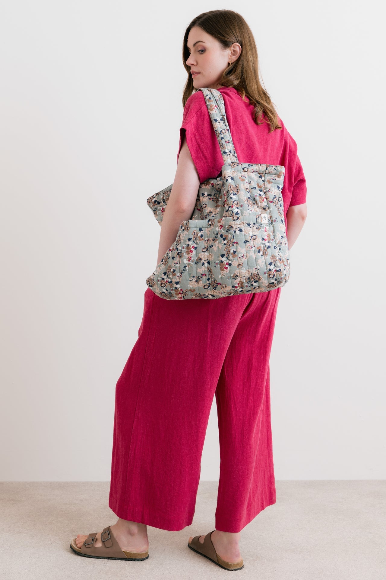 Lily and Me Ditsy Print Quilted Tote Bag Ocean