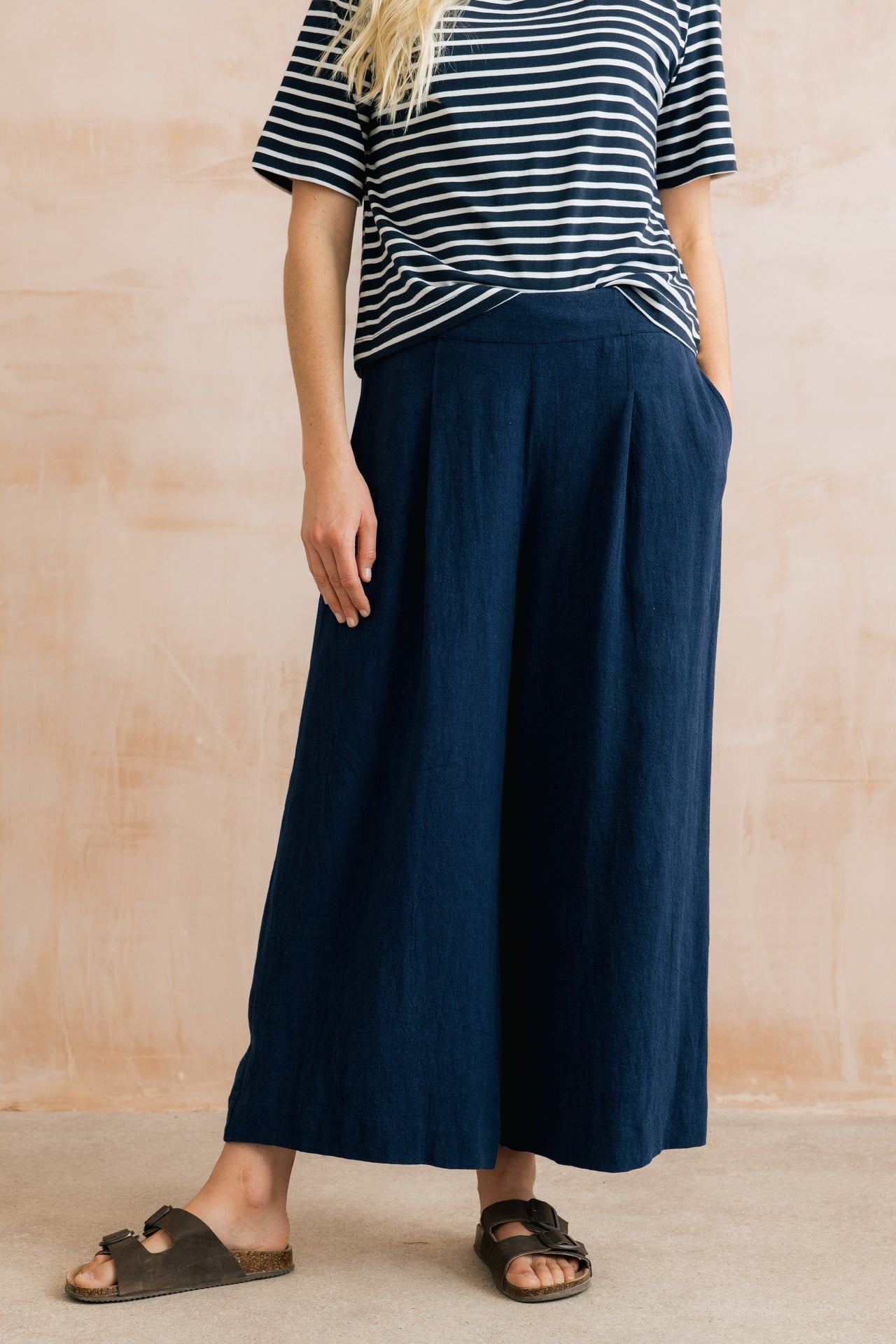 Lily and Me Summer Wide Leg Linen Blend Culottes-Trousers-8-Boysenberry-