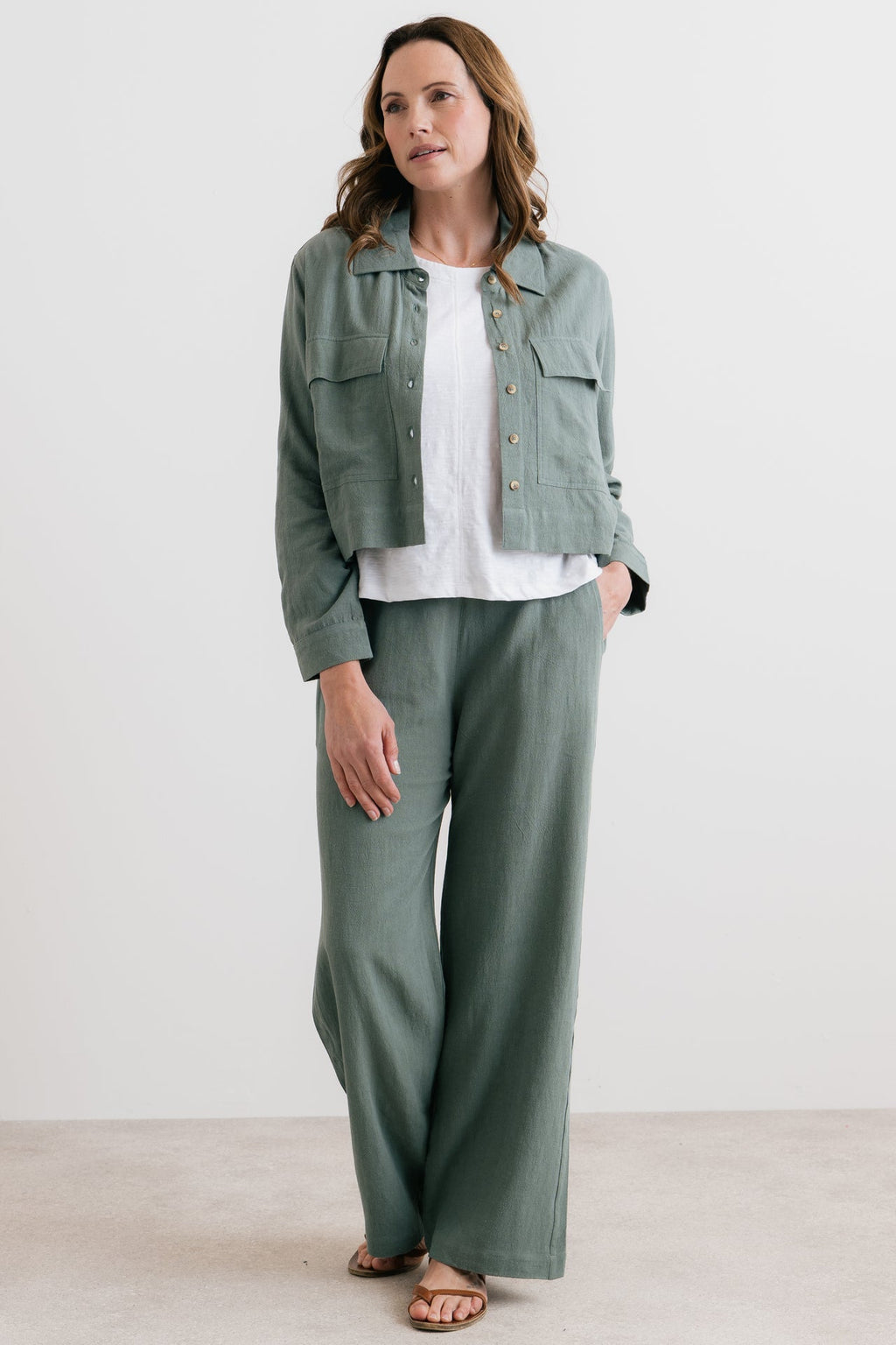 Lily and Me Grace Wide Leg Linen Blend Trousers-Trousers-8-Navy-