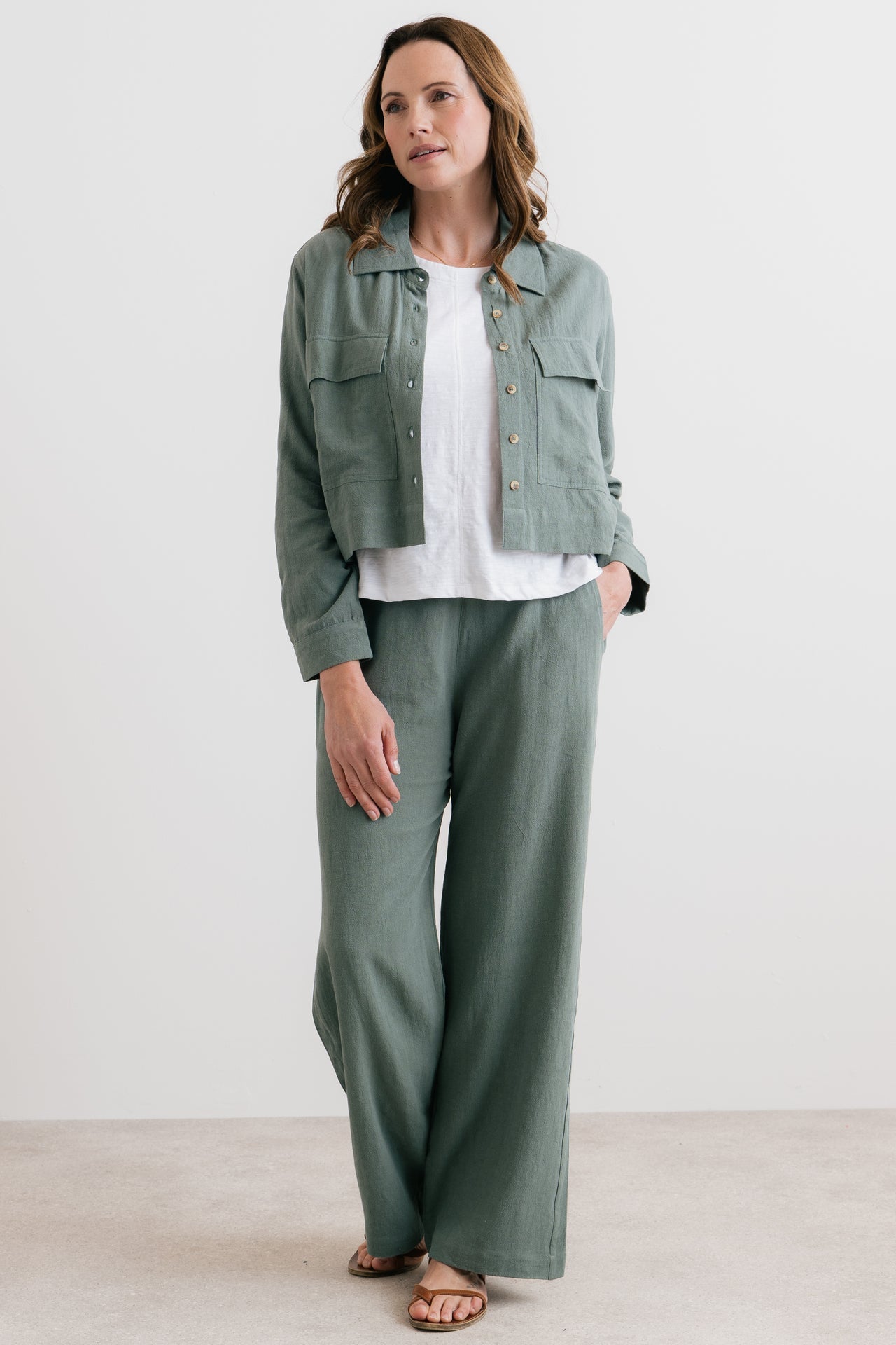 Lily and Me Grace Wide Leg Linen Blend Trousers-Trousers-8-Navy-