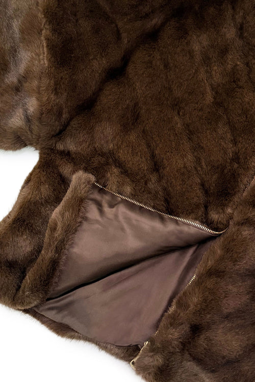 Faux Fur Chevron Cape Jacket