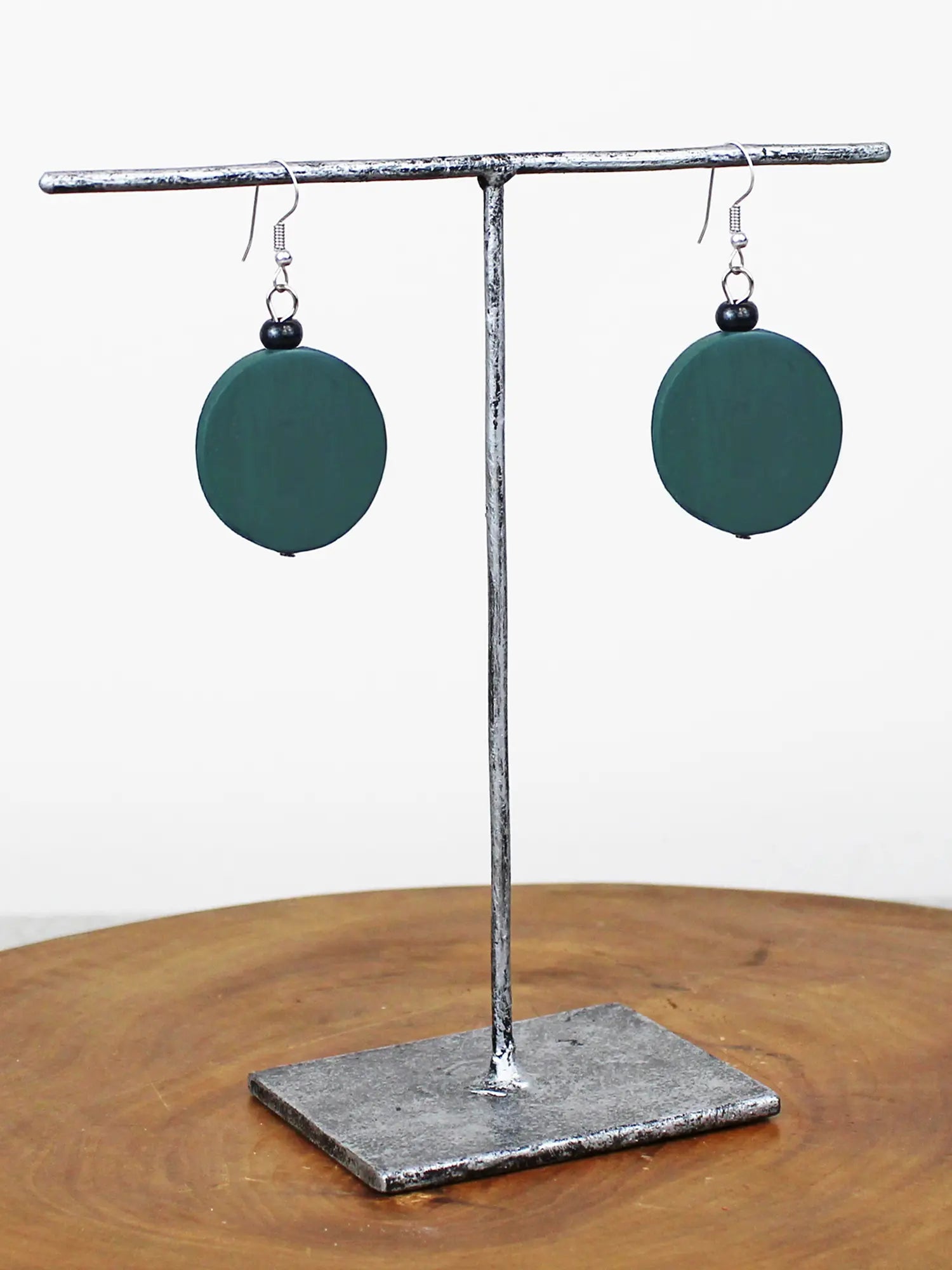 Suzie Blue Wooden Disc Earrings FB1510