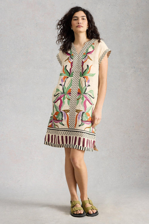 White Stuff Jilly Linen Dress-Dress-8-Natural Multi-