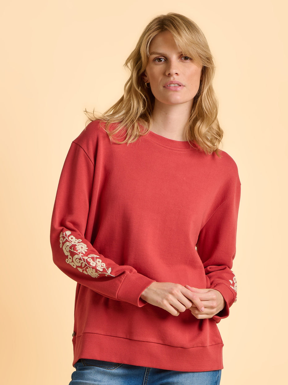 Brakeburn Ferndown Crewneck Sweatshirt-Shirts & Tops-White finn