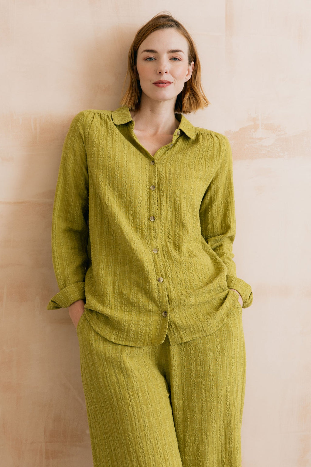 Lily and Me Savannah Textured Seersucker Shirt Lime-Shirts & Tops-10-Lime-