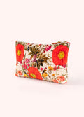 Powder Quilted Velvet Zip Pouch - Fine Flowers, Cream-Powder-White finn